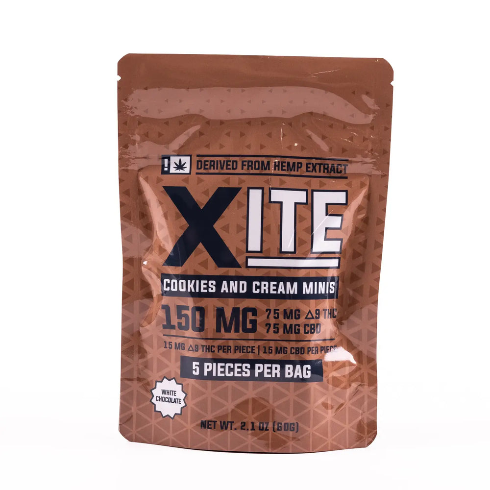 bag of 150mg cookies and cream minis by xite