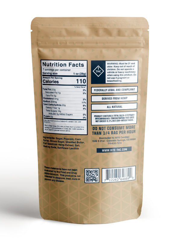 nutrition info for popcorn by xite