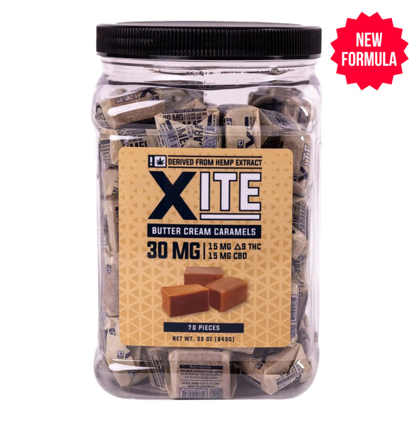 a jar of 30mg butter cream caramels from xite