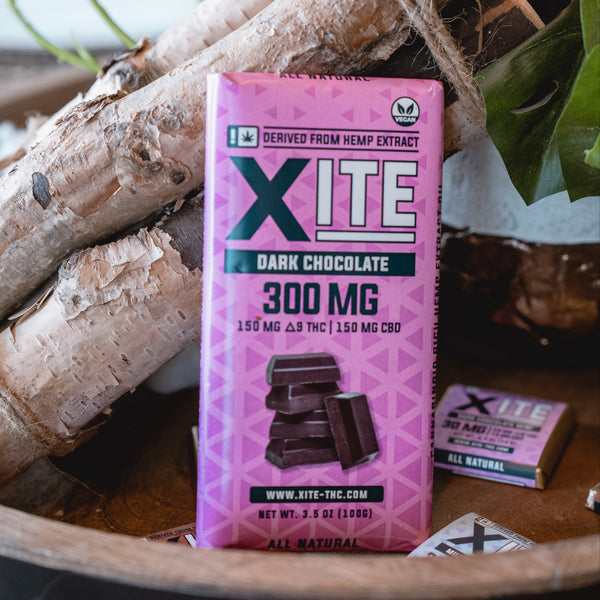 a 300mg dark chocolate bar by xite
